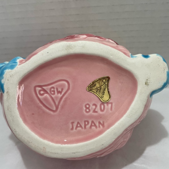 Vintage Nancy Pew Giftwares Japan 8207 Baby Nursery Planter Stork Baby 2 Bears - Picture 7 of 8